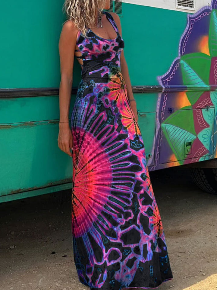 Mandala Tie Dye Strappy Back Dress