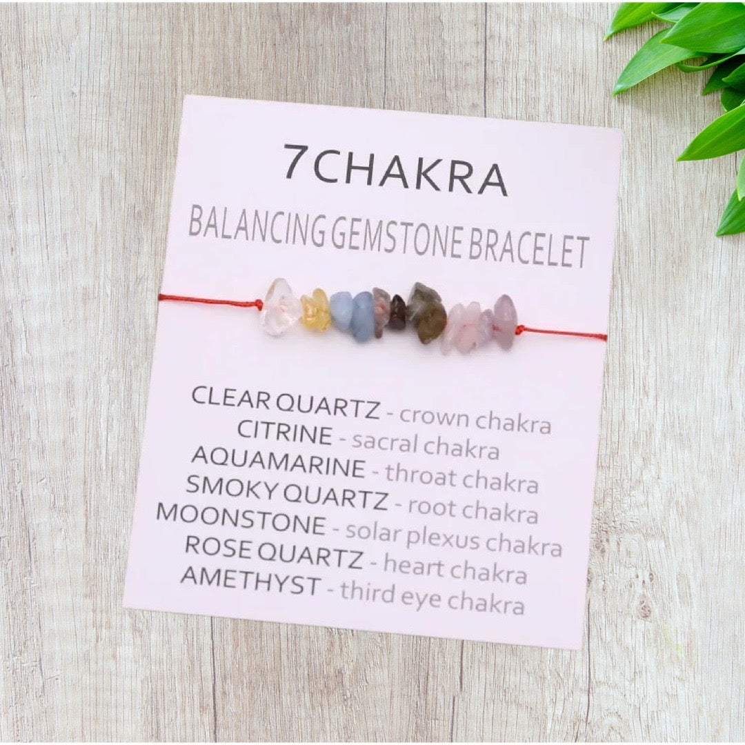 7 Chakra Crystal String Bracelet & Card