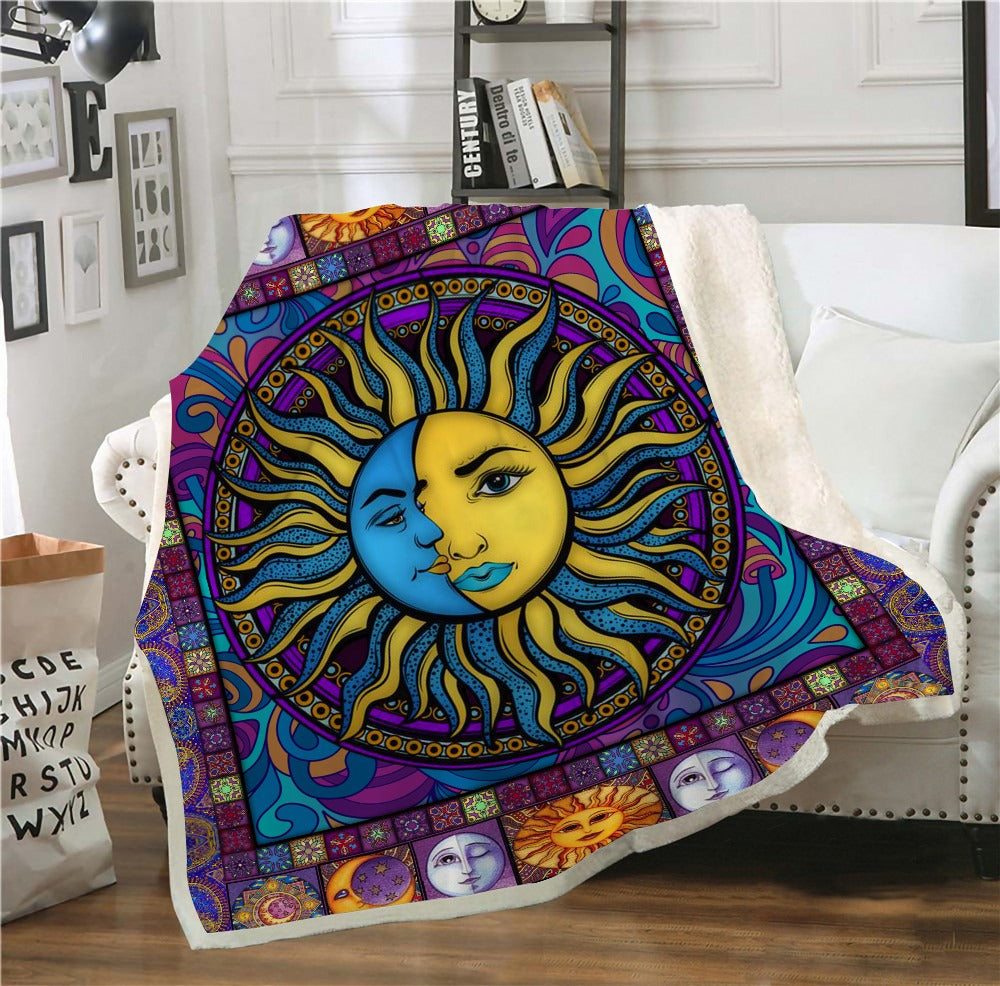 Whimsical Sun & Moon Cashmere Blanket
