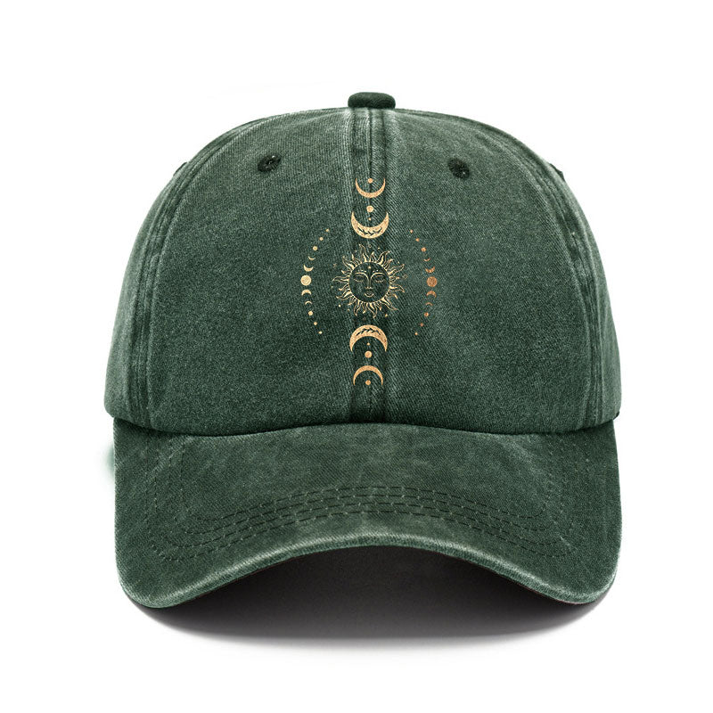 Washed Cotton Cap-Solar Eclipse Sun & Moon