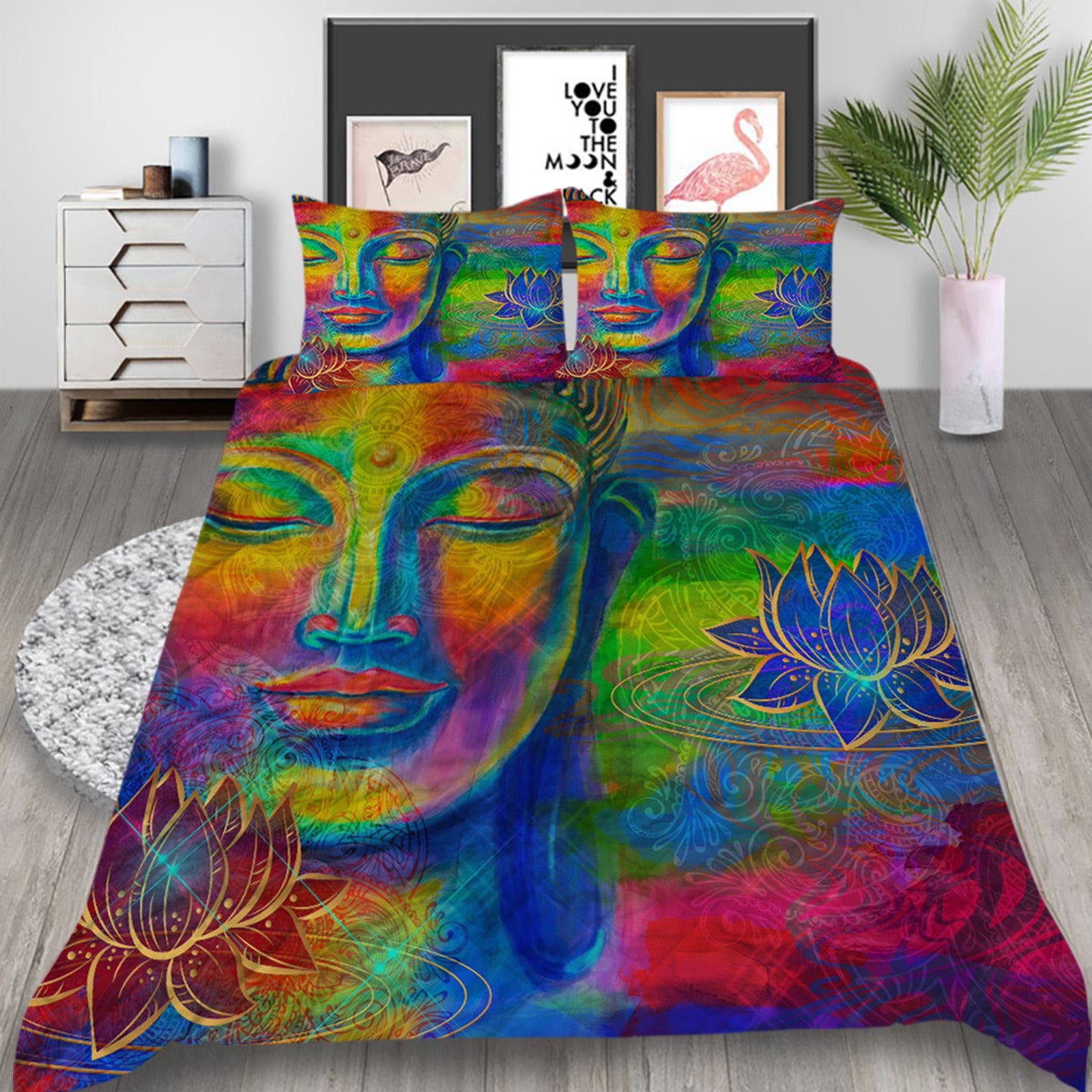 Vibrant Lotus Buddah Quilt Set – The Essential Living Warehouse