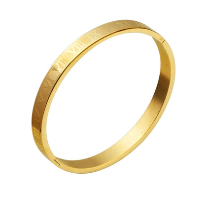 Roman Numerals Cuff Bracelet (Gold)