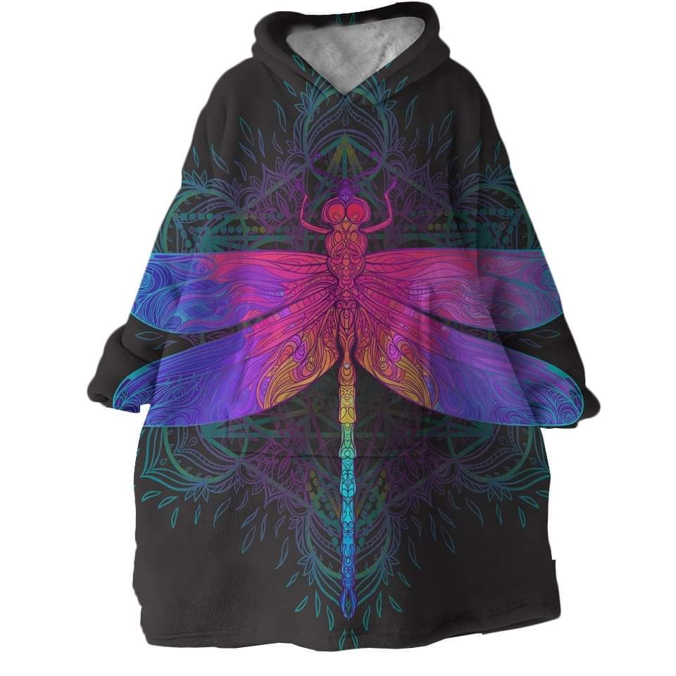 Dragonfly Hooded oversized Plush Hoodie