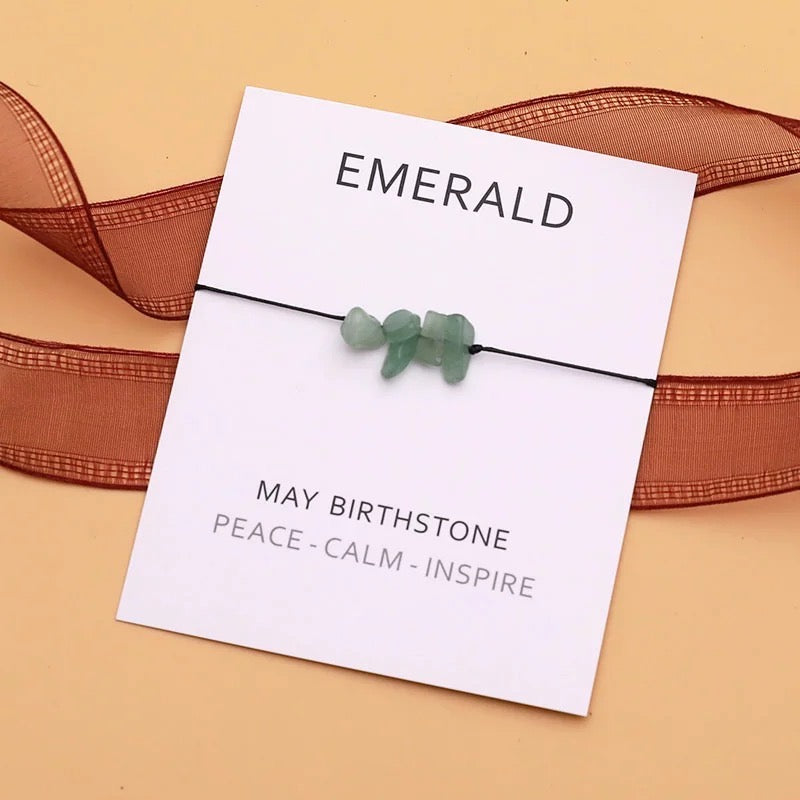 Emerald String Bracelet & Card
