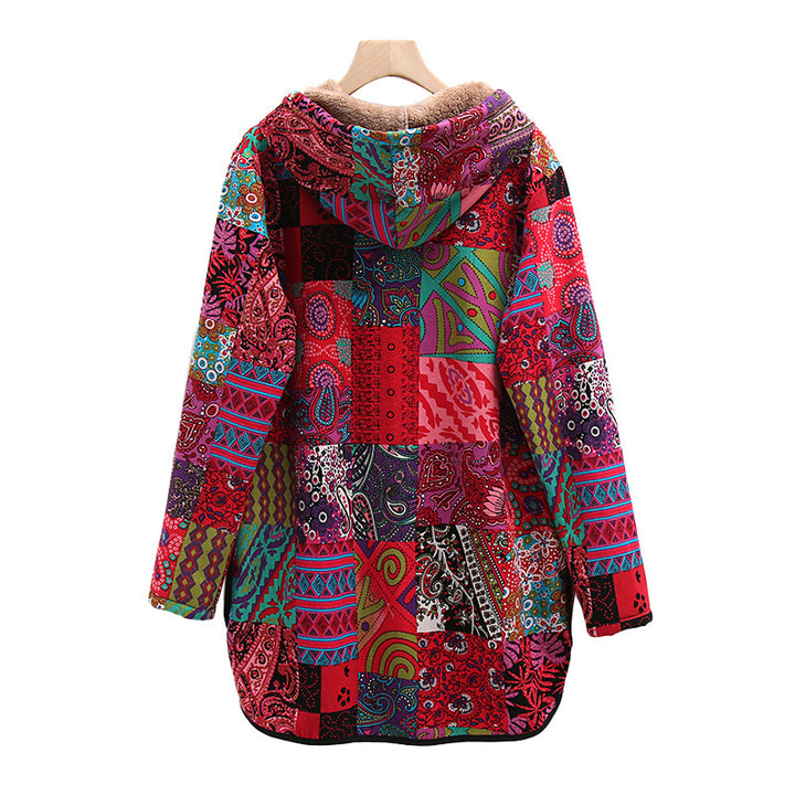 Bohemian Patchwork Button up Hooded Jackets