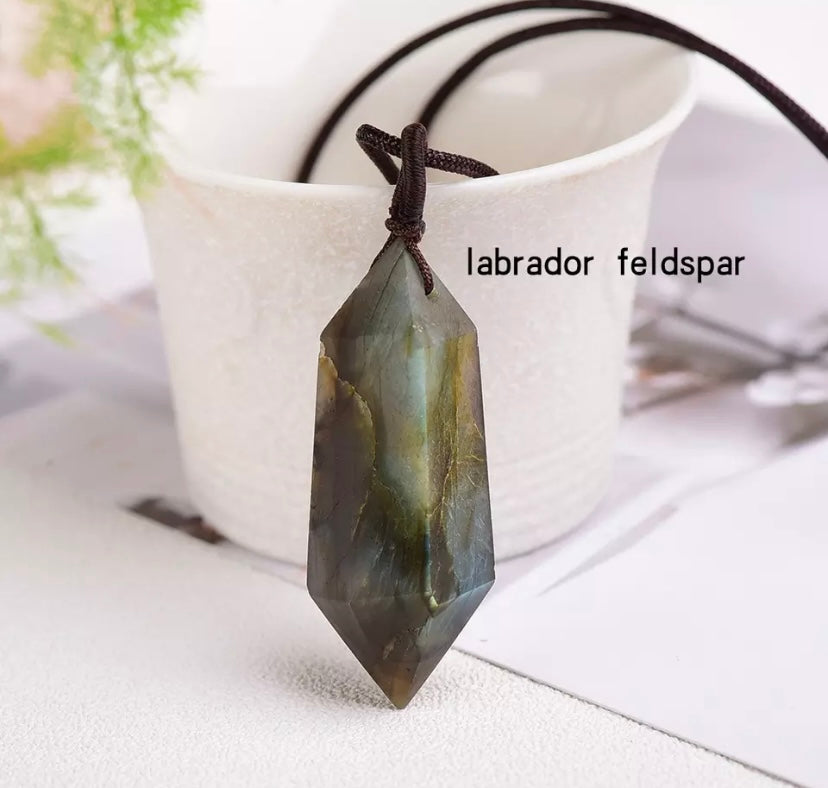Labradorite Double Crystal Point Necklace