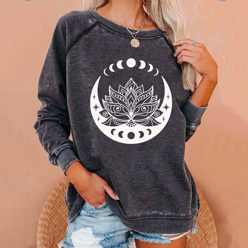 Lotus Moon Sweatshirt-Charcoal