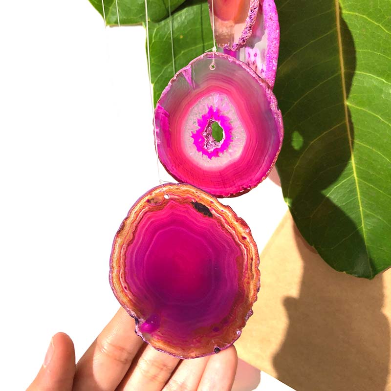 Large Pink Agate Wind Chime