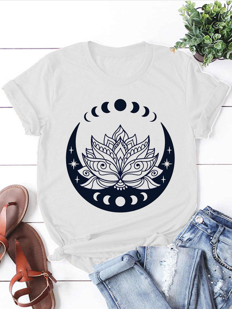 Lotus Moon T-Shirt-White
