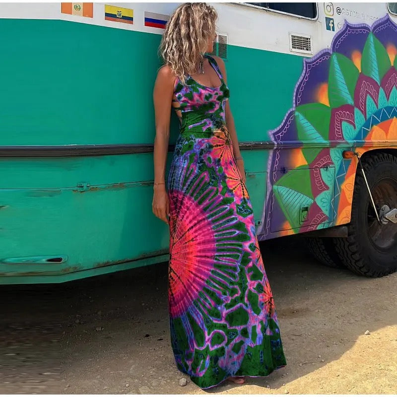 Mandala Tie Dye Strappy Back Dress