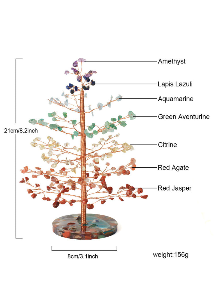 Chakra Crystal Money Tree with Agate Slice Base