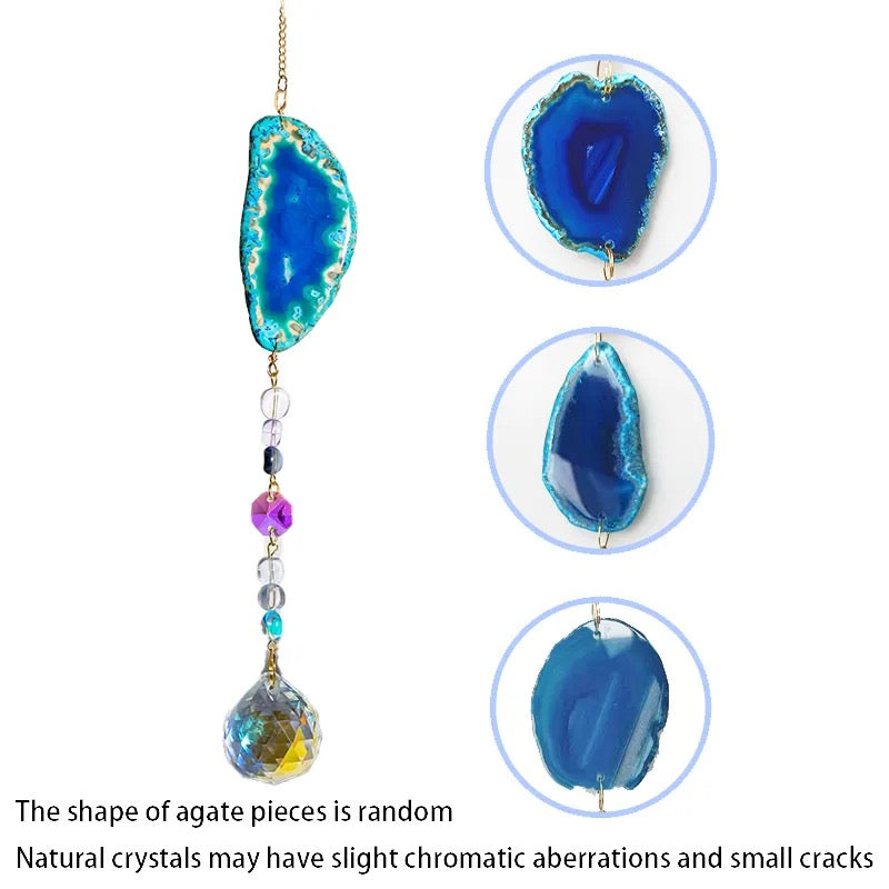 Natural Agate Crystal Suncatcher