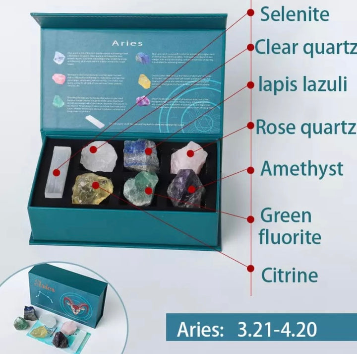 Zodiac Natural Crystal Box Set- Aries