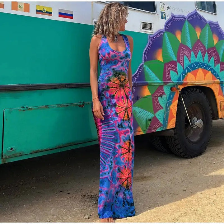 Mandala Tie Dye Strappy Back Dress