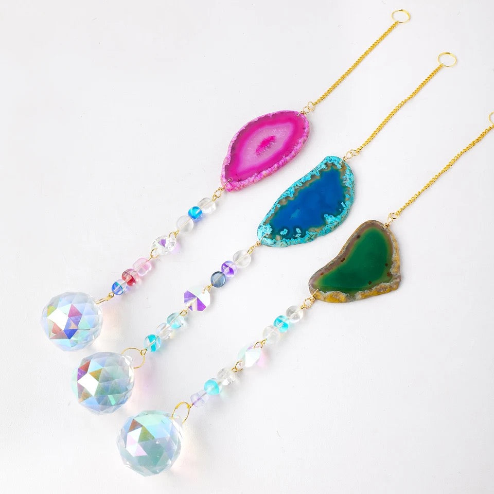 Natural Agate Crystal Suncatcher