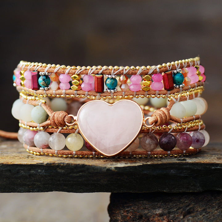 Heart & Healing Rose Quartz Wrap Bracelet