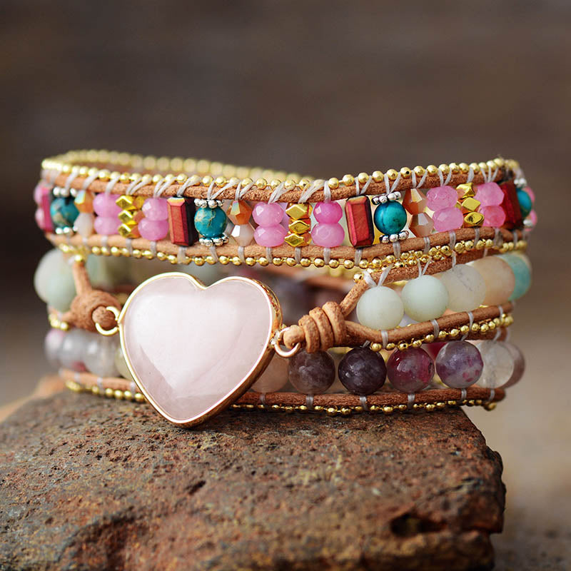 Heart & Healing Rose Quartz Wrap Bracelet