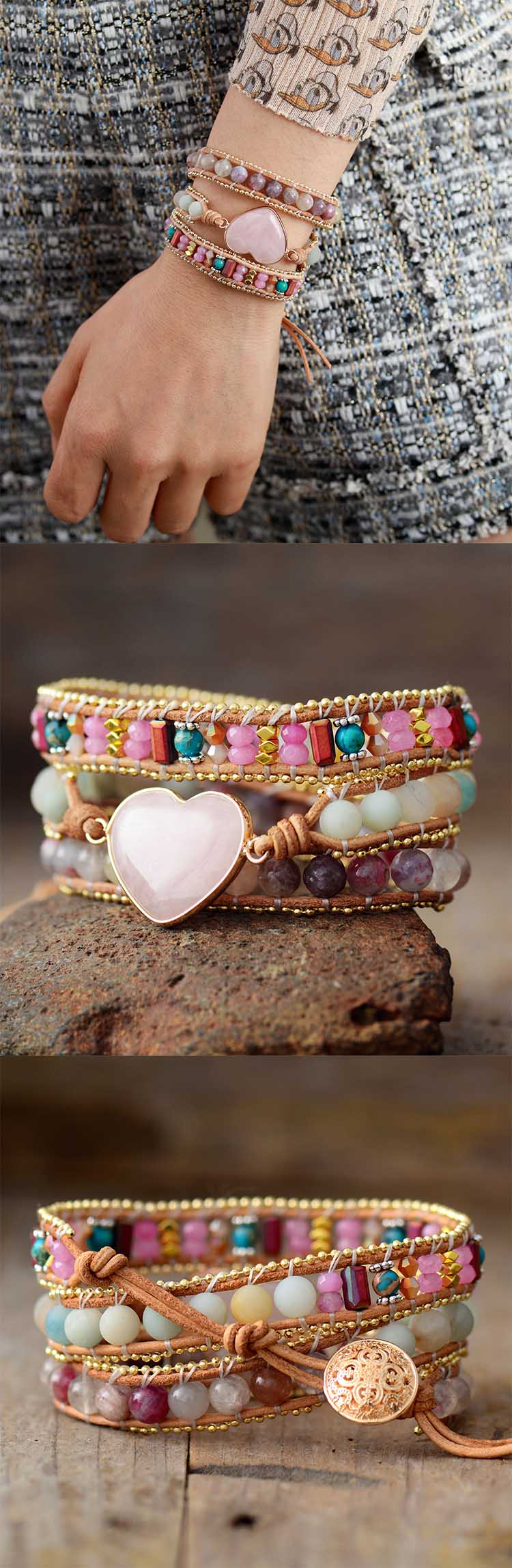 Heart & Healing Rose Quartz Wrap Bracelet