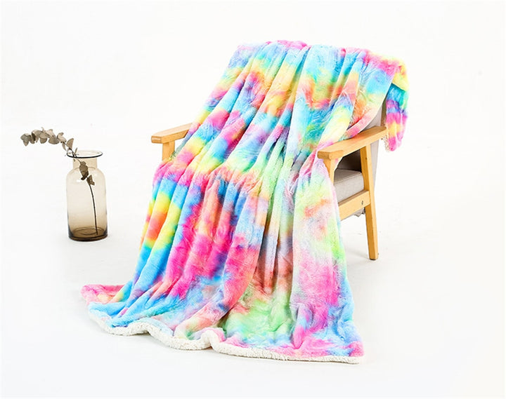 Super Soft Fluffy Rainbow Throw Blanket