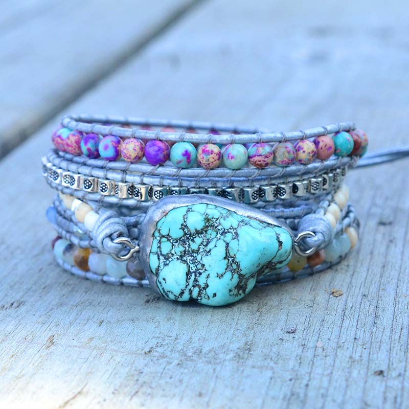 Boho Turquoise Wrap Bracelet
