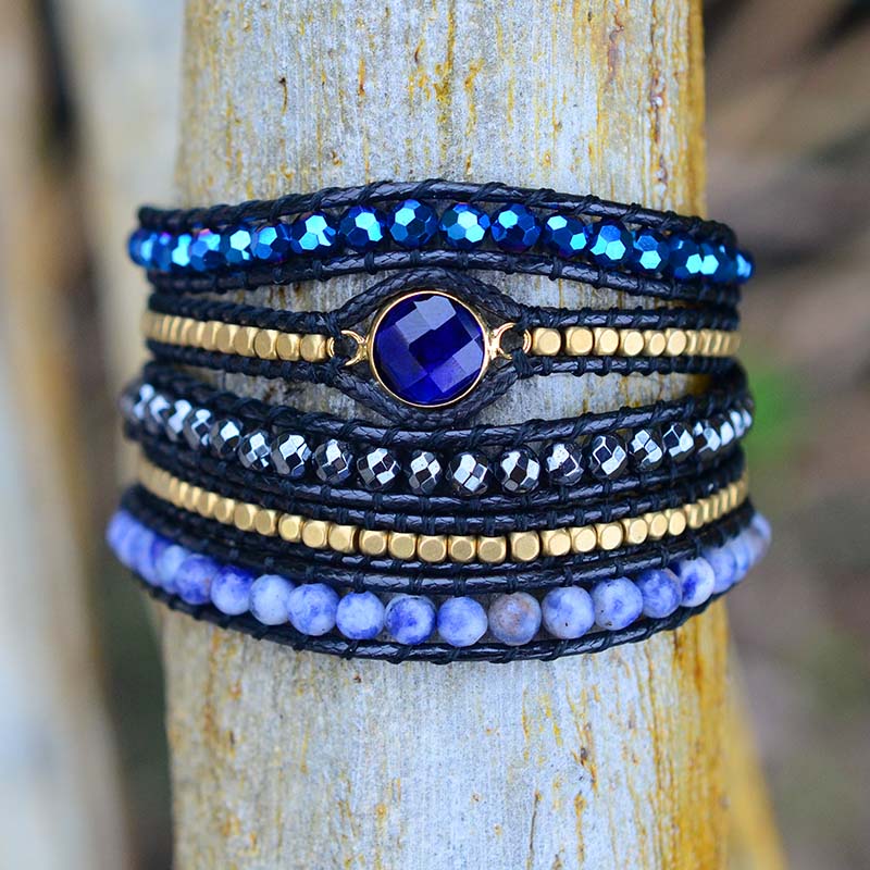 Midnight Blue Crystal Wrap Bracelet