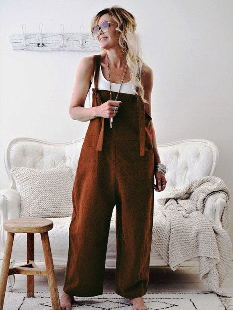 Tie Up Jumpsuit with Pockets